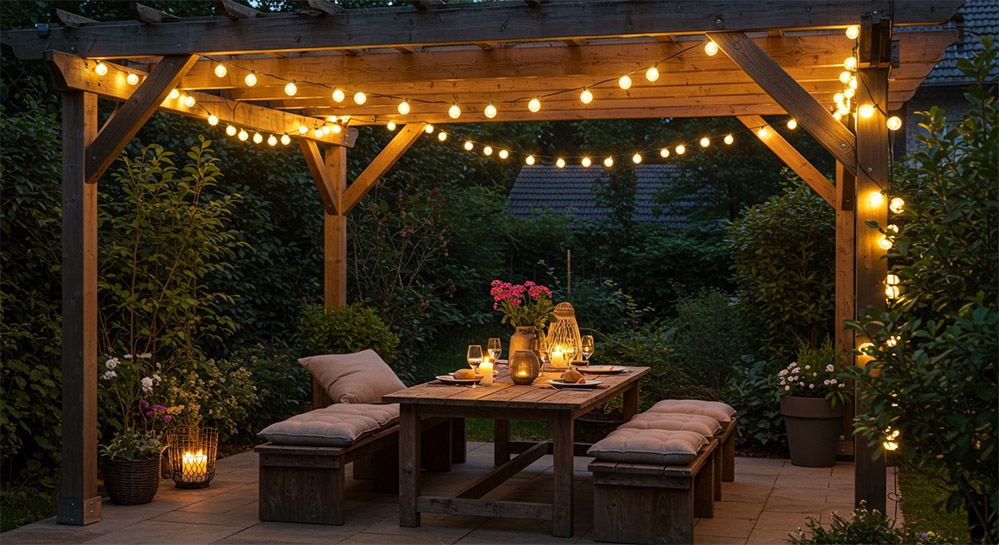 string lights hanging on patio