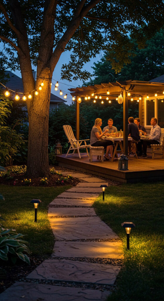 backyard lighting ideas for casual party