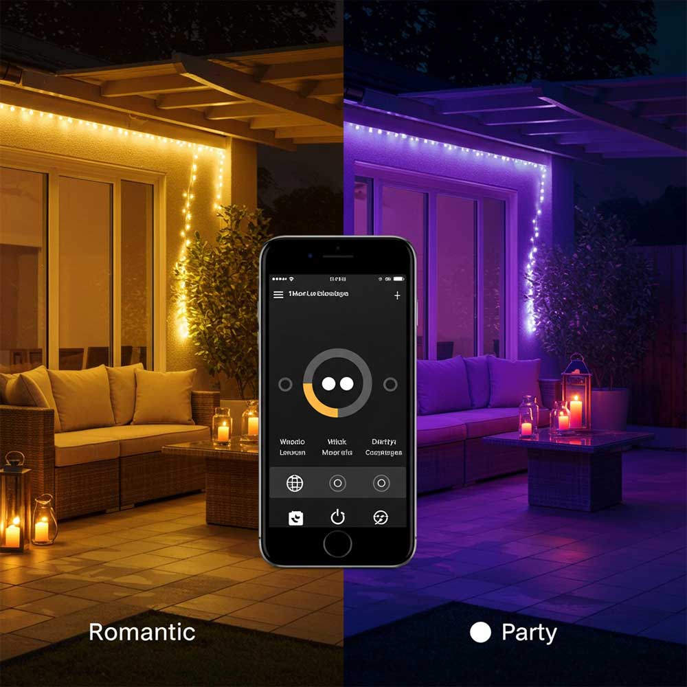 smart patio lighting ideas controlled by mobile